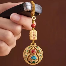 【香港代购】沙金平安葫芦钥匙扣汽车钥匙挂饰挂件福禄礼品男女款