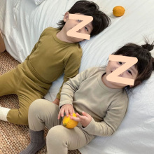 儿童睡衣男女童秋衣秋裤宝宝德绒保暖内衣套装秋冬拼色家居服