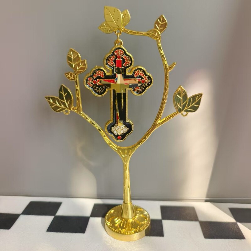 Cross-border Amazon Metal Leaf Cross Ornaments Home Digital Desk Ornaments Gifts
