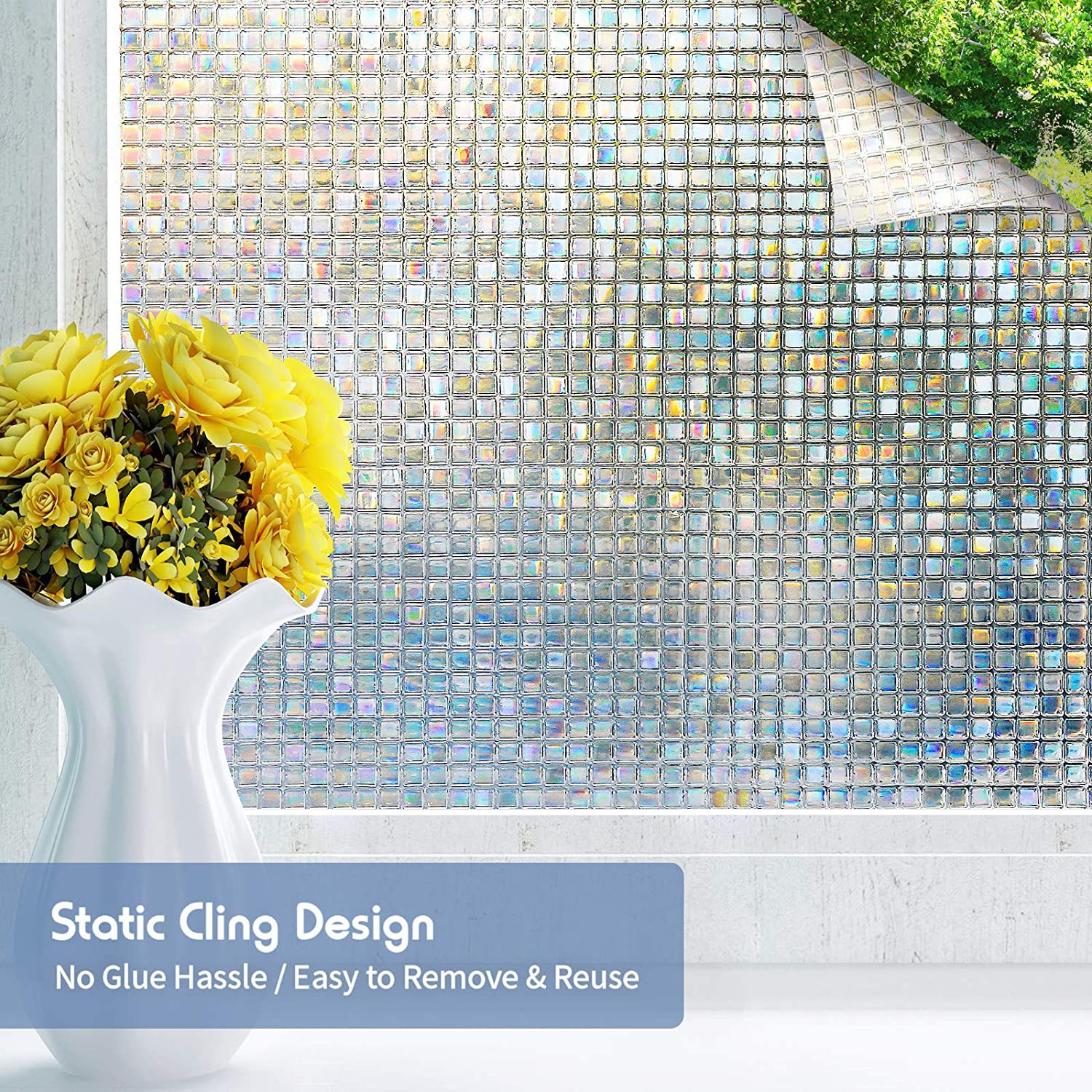Static Electricity Glass Film Small Mosaic Cross-border Glueless Static Decorative Glass PET Film