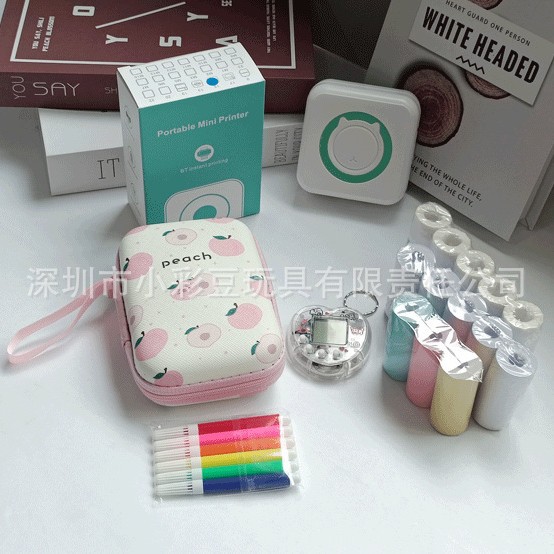 C15 녹색 + 감열지 5개 + 접착지 5개 + 색종이 3개 + 색펜 + 가방 + 전자 애완동물