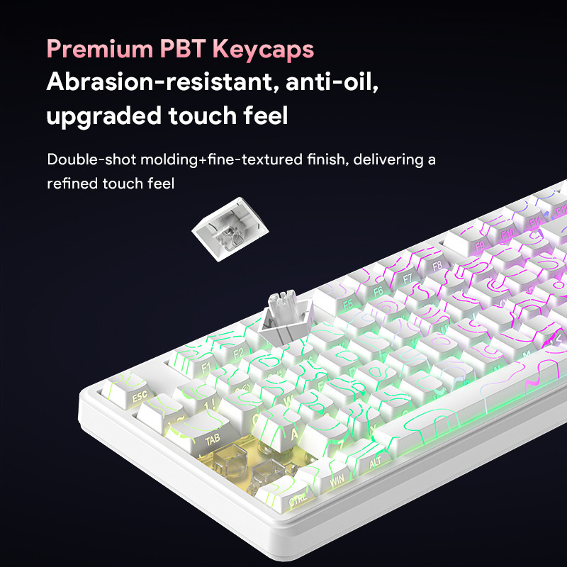 FURYCUBE IP98 3 モードワイヤレスキーボード防水メカニカル感触ミュート女の子の見栄えの良い e スポーツキーボード|undefined