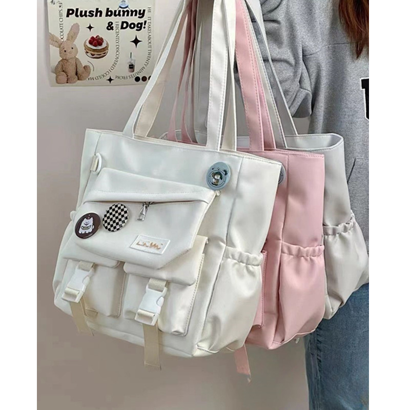 Japanese-style simple and versatile single-shoulder bag, soft girl handbag, student large-capacity tote bag for class commuting, girls Specification drawing