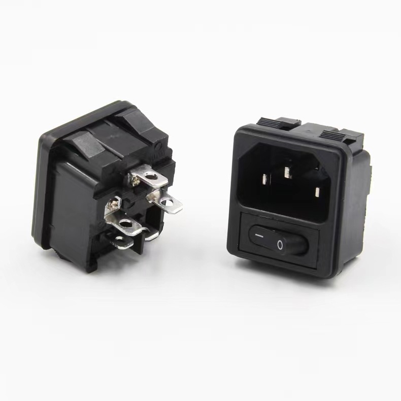 AC电源插座AC-02 二合一带开关品字插座 AC02电源插座全铜30*33mm