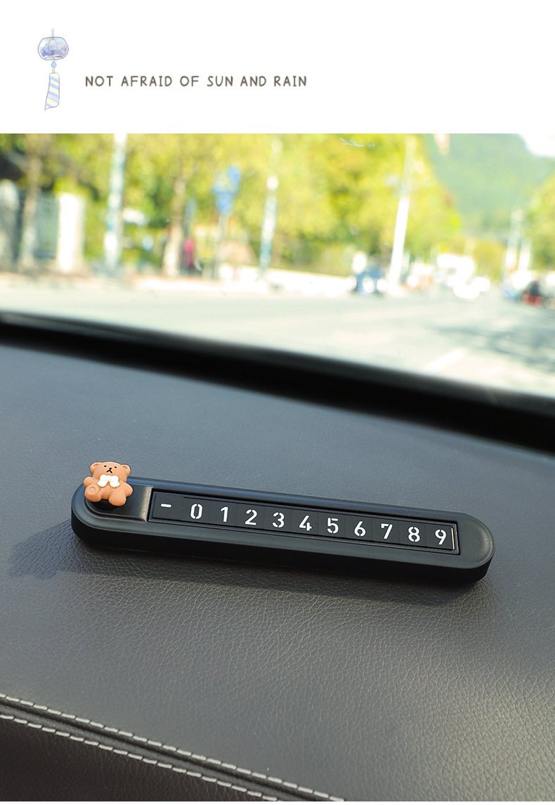 Car Temporary Parking Phone Dual Number Plate In-Car Moving Card Ornament Car Moving Number Plate Female Dual Number Switch