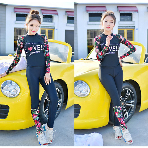 Korean wetsuit women's split sunscreen long-sleeved long-pants swimsuit women's slimming quick-drying parent-child snorkeling surfing jellyfish suit