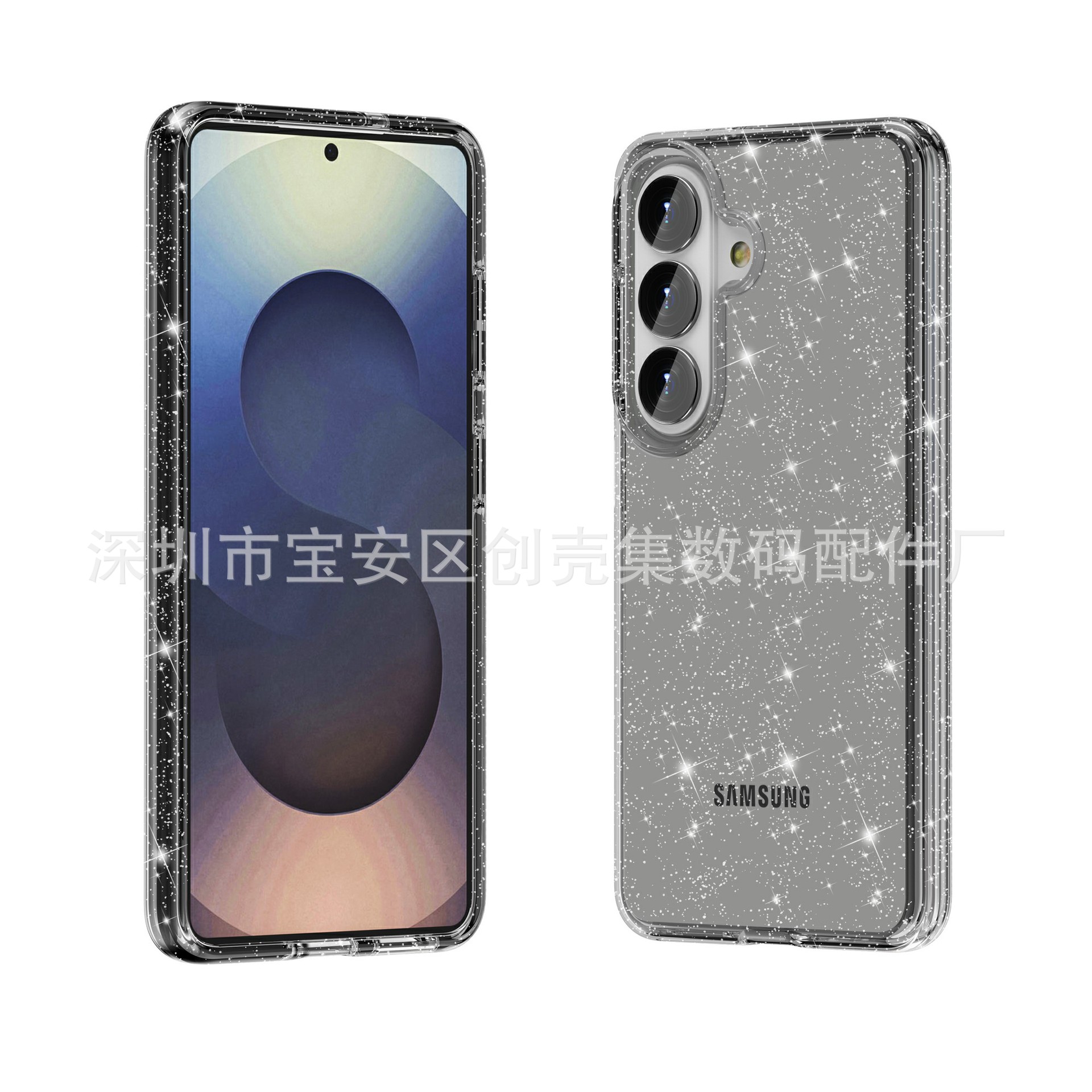 Suitable for S25Fe Terminator Glitter Transparent Military Standard Case, S26Ultra Glitter Transparent Case, A33 Defender, A34 Anti-Drop