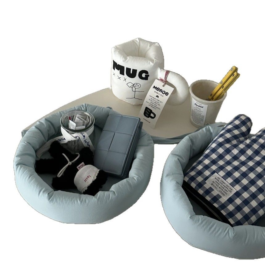 Ins風韓国の雑物の純色の収納かごの玄関はリビングのアクセサリーのデスクトップの物かごの小さいかごを開けてかごを整理します。