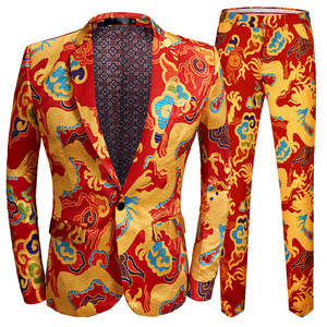 Men's jazz dance coats band singers jazz dance jackets gig perform jackets for man red dragon printing printed dresses men casual jackets host groom's suit