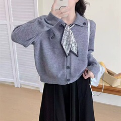 POLO领纯色软糯针织衫外套女2025款韩系慵懒风针织衫上衣百搭毛衣