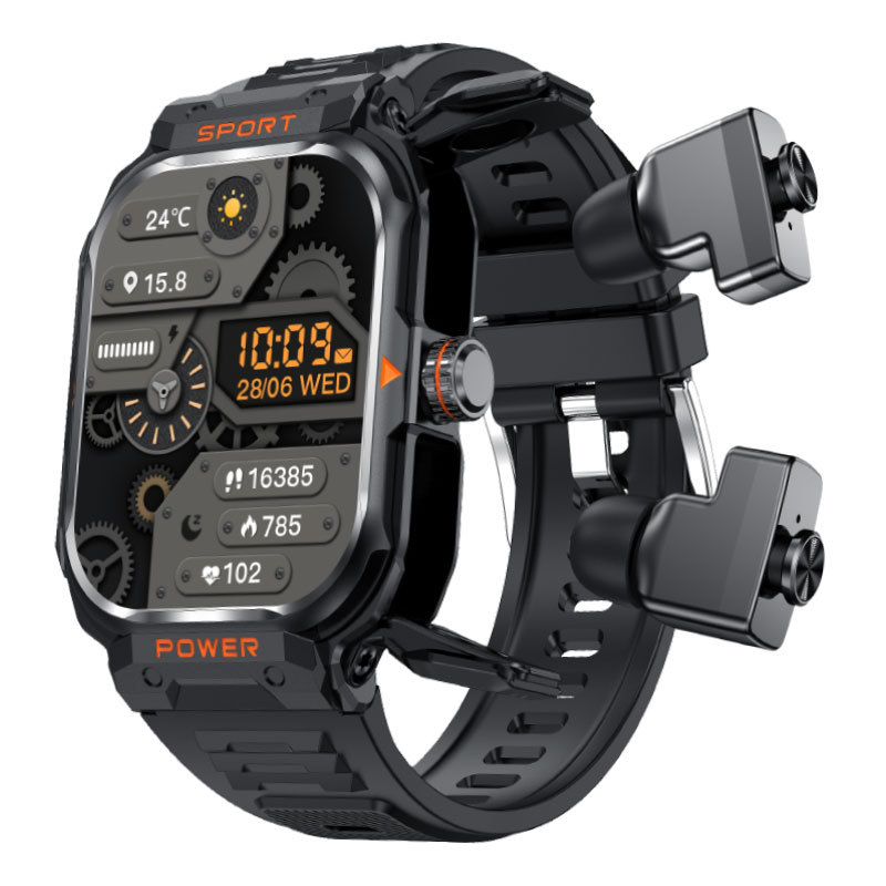 Explosión transfronteriza para adultos tres protección 2 - en - 1 auriculares Bluetooth reloj inteligente hombre deportivo de salud monitoreo de la frecuencia cardíaca