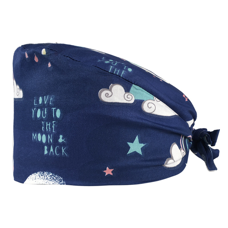 Tapa de enfermera de la UCI impresa elástico hebilla ajustable tapa quirúrgica quimioterapia de algodón puro tapa de confinamiento de las mujeres tapa de trabajo médico hombres