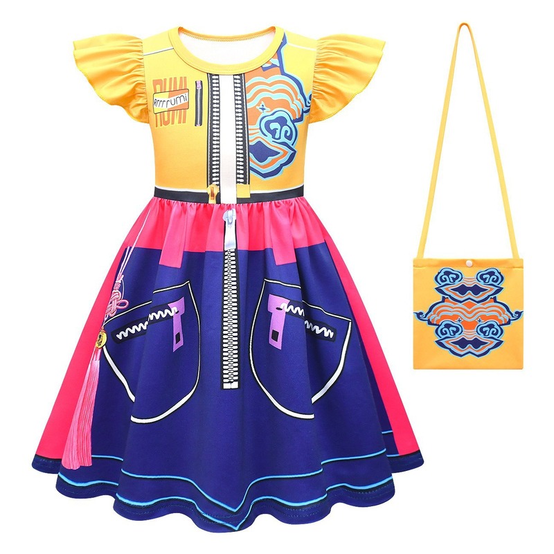 万圣节新品韩流女团K-POP猎魔女团cos服鲁米儿童印花飞飞袖连衣裙|undefined