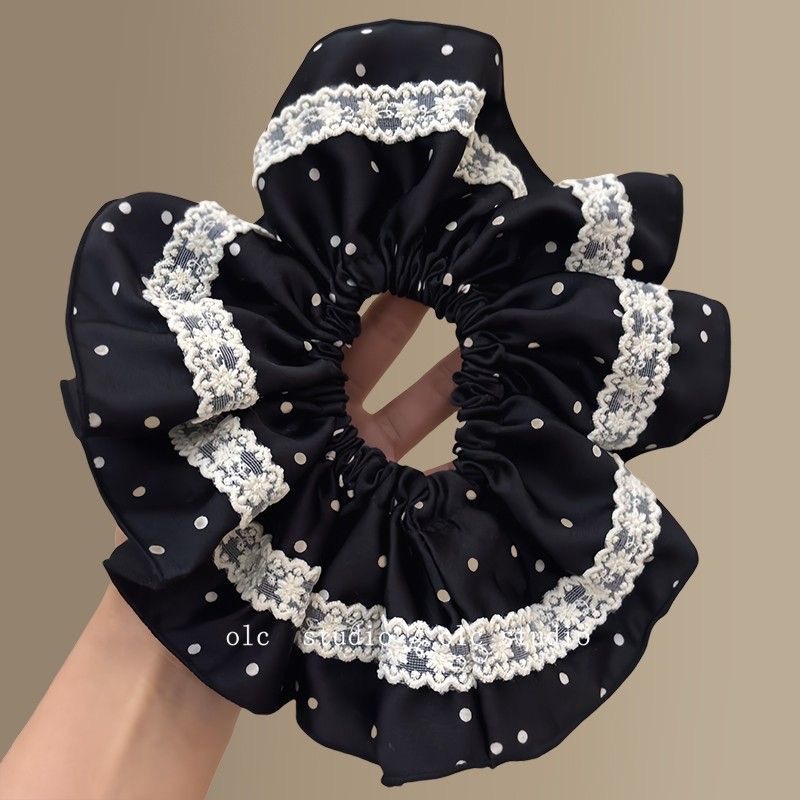 Elegantes Spitzen-haargummi Mit Polka-dot-muster Und Satin_voghion.com