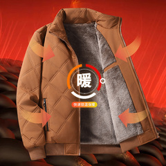 冬季加绒加厚棉服外套男2025新款立领防风夹克棉衣冬装中年爸爸装