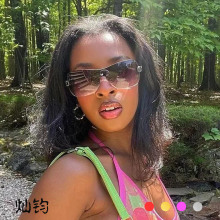 跨境新款防晒太阳镜时尚金属百搭太阳眼镜个性双环墨镜女高级感