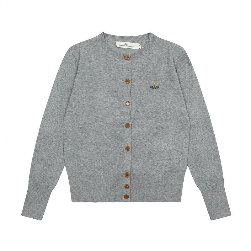 Viviennewestwood Императрица Уайуэй Вэйвэй Anzuis Tsites Цветная вышивка Женский шерстяной вязанный свитер-кардиган