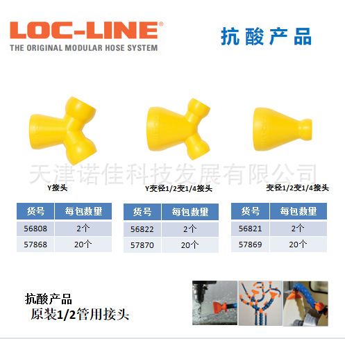 原装LOC-LINE4分1/2抗酸冷却管 竹节管 喷液管用Y接头变径接头