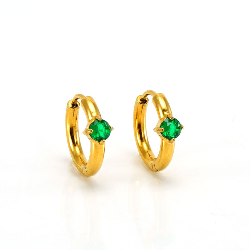 Europeo y americano INS estilo neto rojo mismo estilo pendientes de acero inoxidable hembra 18K oro plateado oreja hebilla incrustaciones color ZIRCON hembra