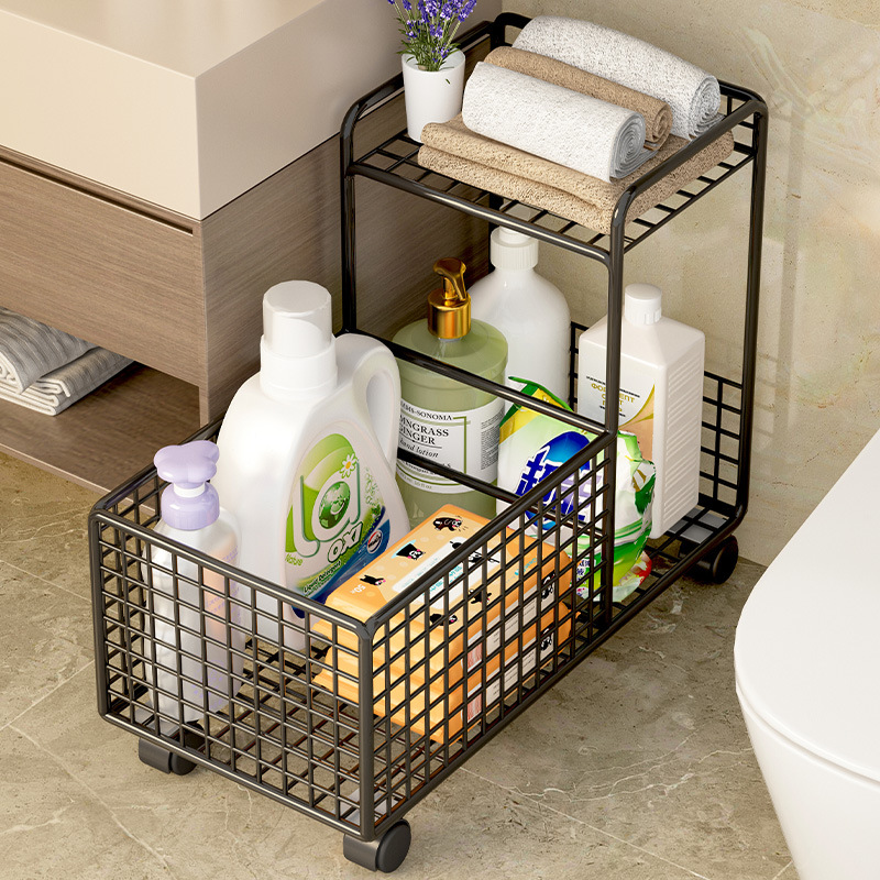 Estante Móvil de Almacenamiento para Baño de Hierro, Multicapa