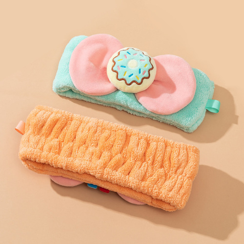 Waterproof Creative Cartoon Hair Ties Face Wash Mask for Girls Makeup Removal Waterproof Headbands Cute Baking Face Wash Gadget