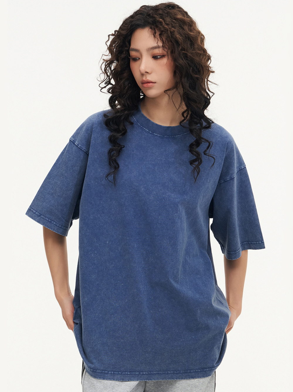 230g pesado camiseta de manga corta hombre nuevo cuello redondo suelto oversize lavado con agua hace la vieja chaqueta de marca de moda