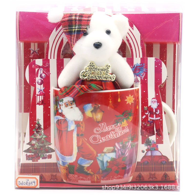 Tazas de cerámica de Navidad tazas de café tazas de Santa Claus tazas de regalo de Navidad tazas de marca con set de oso de Navidad