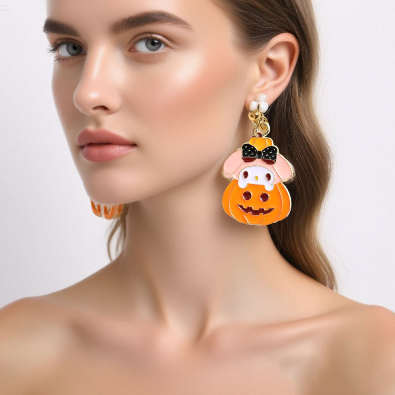 ヨーロッパとアメリカのクロスボーダージュエリー新しいハロウィンジュエリーイヤリングパーソナライズされたゴーストカボチャエルフコウモリイヤリングイヤリング|undefined