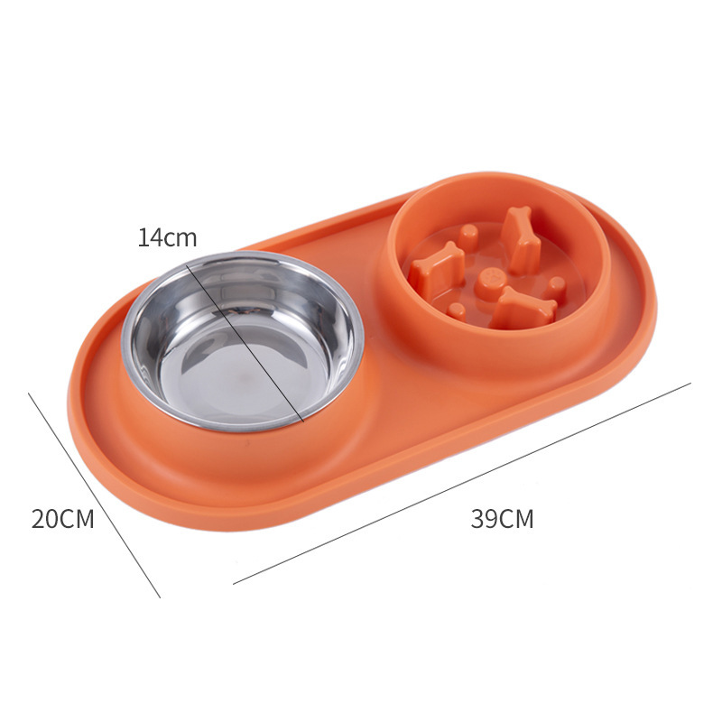 Mascota de silicona para mascotas comida lenta anti-estrangulamiento lamiendo tazón beber vajilla integrada de acero inoxidable para mascotas tazón plegable de silicona
