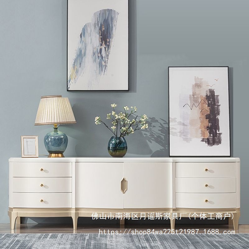 Nordic Tv Cabinet Combination Modern Simple Small Apartment New Floor Cabinet Solid Wood Light Luxury Wall Cabinet Living Room Storage Cabinet