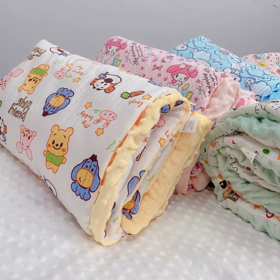 加厚豆豆毯安抚暖盖被婴儿秋冬保暖A类无荧光短毛绒被婴童毯子