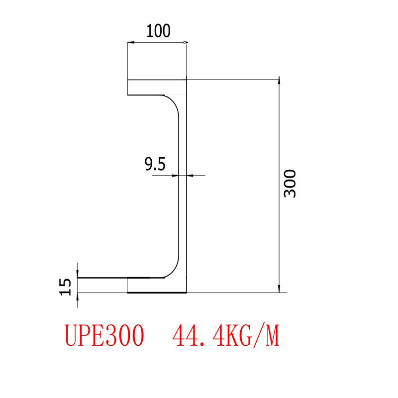 欧标槽钢UPE300规格300*100*9.5*15马钢生产美标方管