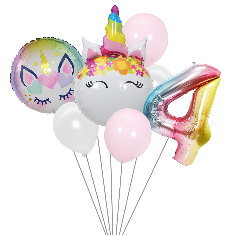 Cute Rainbow Star Unicorn Aluminum Film Home Party Carnival Balloons display picture 3