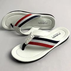 時尚拼色編織夾帶皮人字拖鞋男防滑防臭居家外穿拖鞋輕便沙灘拖鞋