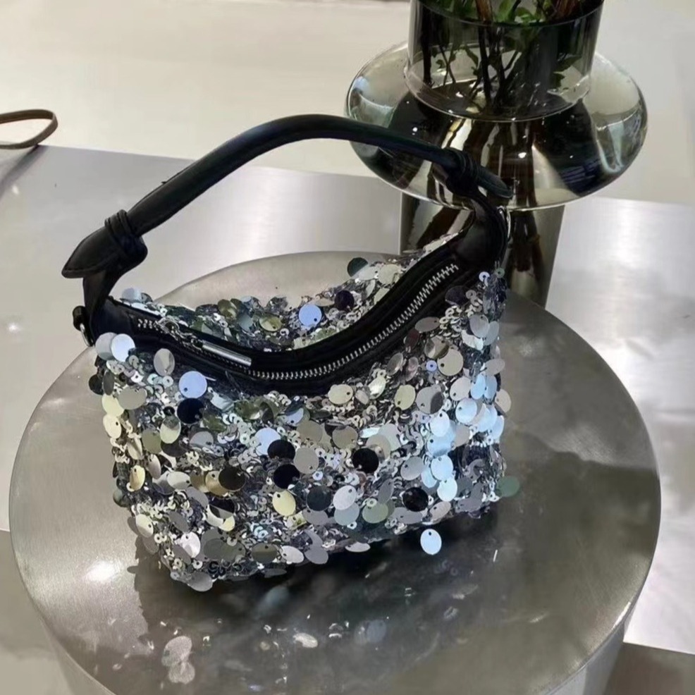 Jaro/léto 2024 Nová krabička na oběd s lesklými korálky, kapesní taška přes rameno s jedním křížem, taška na mobilní telefon, trendy_voghion.com