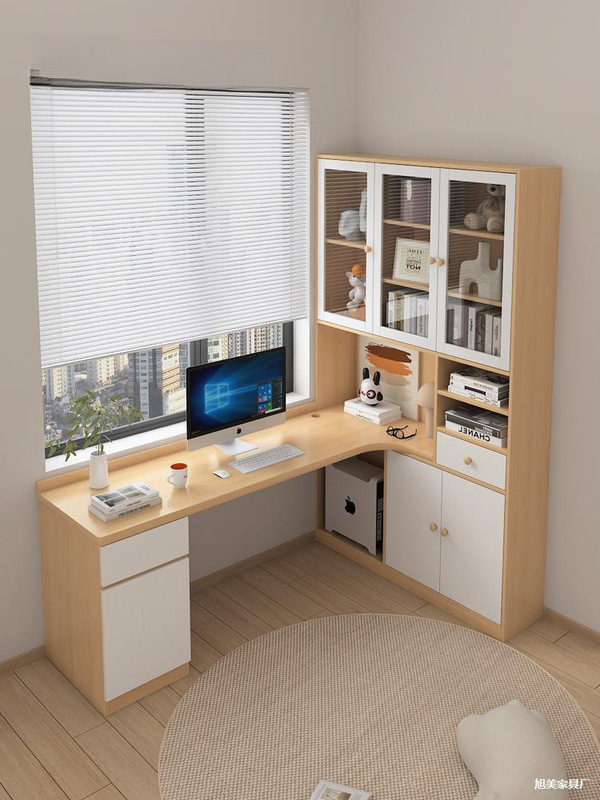 Beijing Film Home Computer Desk Combination Study Desk Desktop Computer Corner Desk Cabinet Bookshelf Solid Wood Core Desk