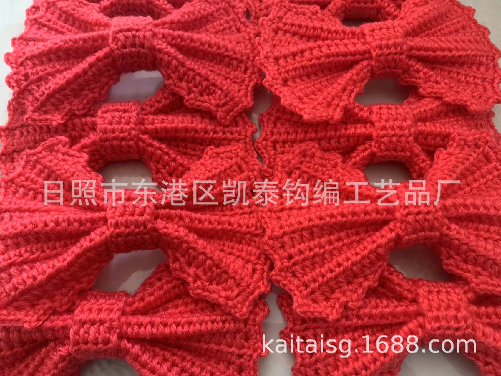 手钩蝴蝶结 手钩发饰 钩针头饰 手钩花 花边 钩针挂饰 手钩花边