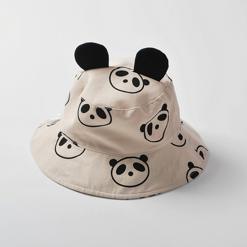 moinmlon Korean style cute panda style hat baby cotton breathable sun protection sun hat baby sunshade fisherman hat