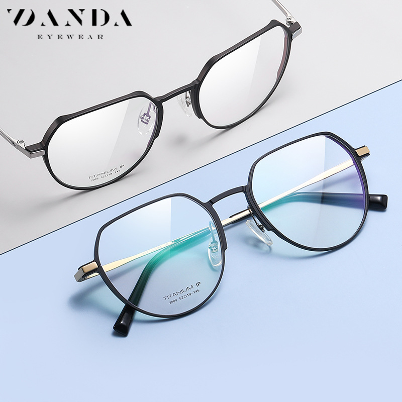 Fábrica al por mayor gafas de titanio puro marco YJ2009 aluminio magnesio moda marco redondo gafas lisas gafas ultraligeros con miopía gafas marco