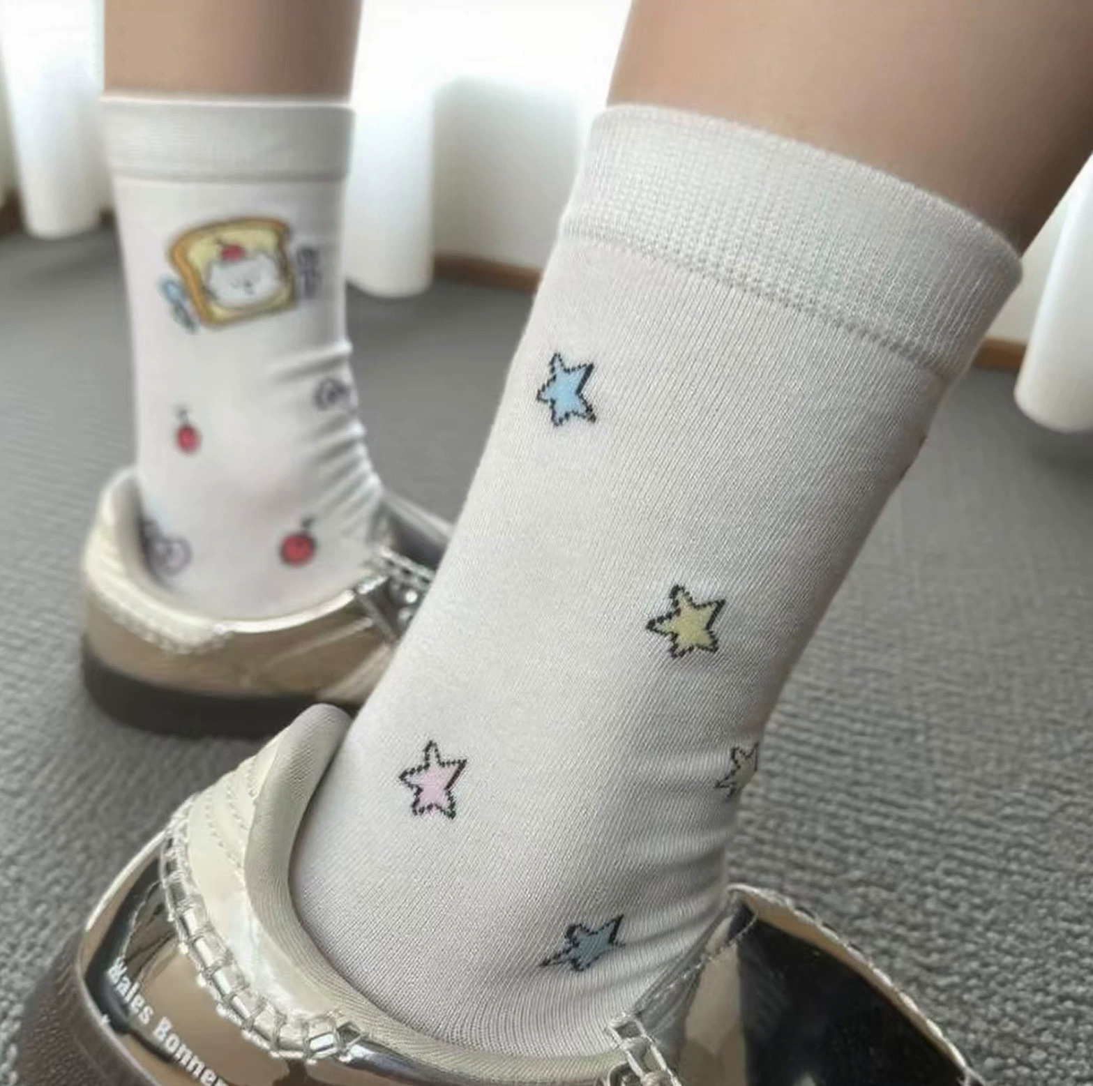Hello Kitty, японский мультяшный бренд белые гольфы-колготки для учеников начальной школы, средняя длина, осень