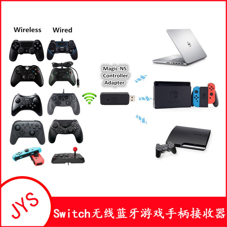 Switch无线蓝牙游戏手柄接收器USB转换器PS3适配器PC转换器