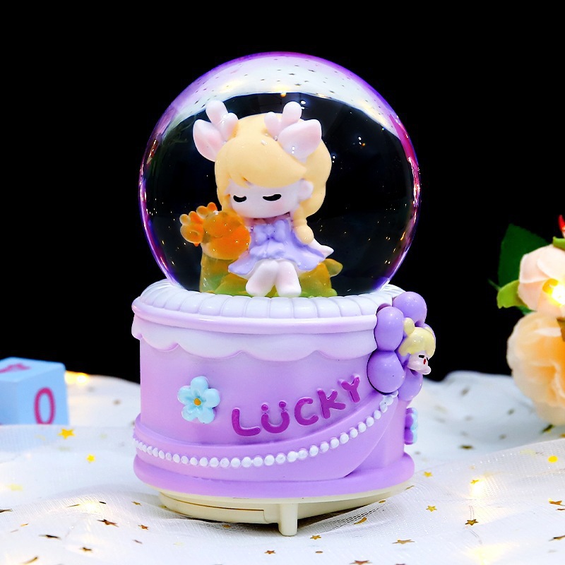 Nuevas estrellas de dibujos animados desean decorar bolas de cristal nieve brillante atmósfera interior de ocho cajas de sonido regalo para estudiantes