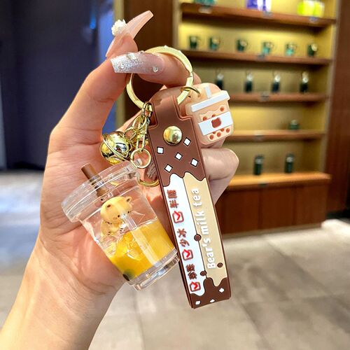 Factory direct sales into oil pearl milk tea bear keychain pendant creative new men's and women's bag small pendant gift