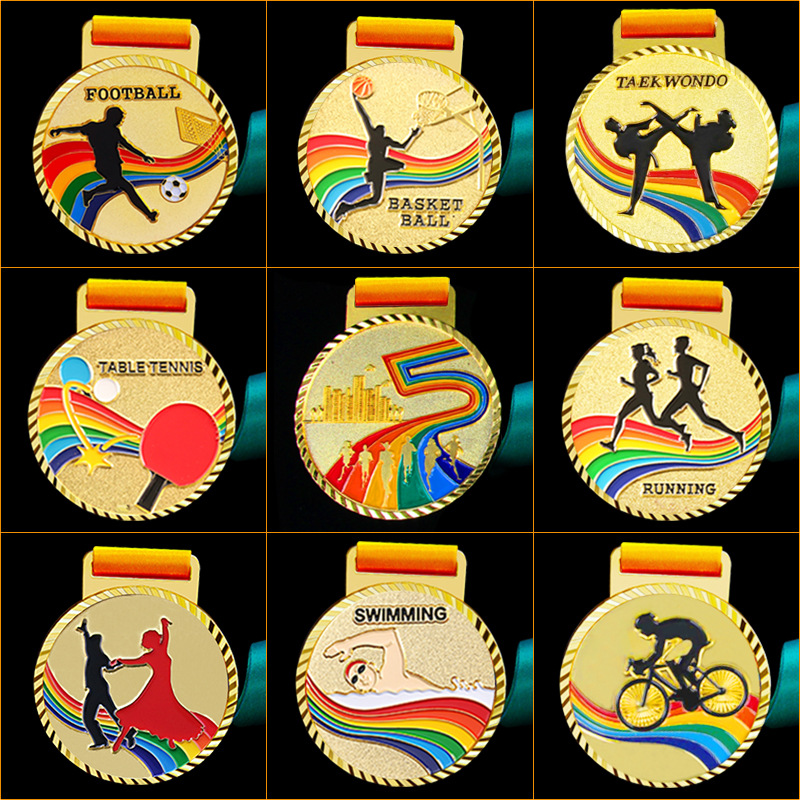 Medallas metálicas personalizadas para eventos deportivos generales, escuelas, jardines de infancia, maratones, competiciones de baloncesto, en oro, plata y bronce, y placas conmemorativas.