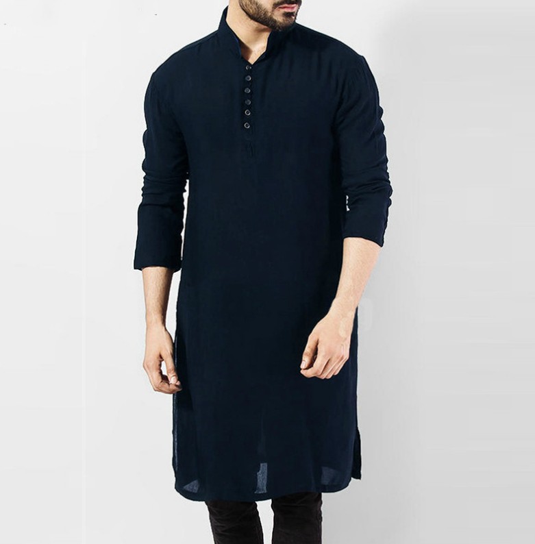 2024 Arabic style fashionable and minimalist long men's shirt Muslim robe_voghion.com