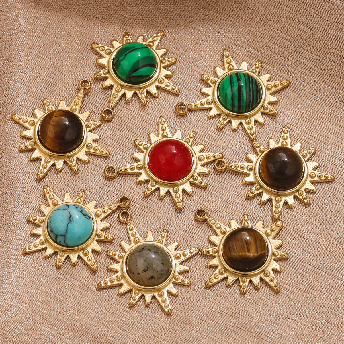 Acero inoxidable de moda piedra natural ojo de tigre piedra clásica octangular elemento colgante de acero de titanio DIY accesorios collares pendientes