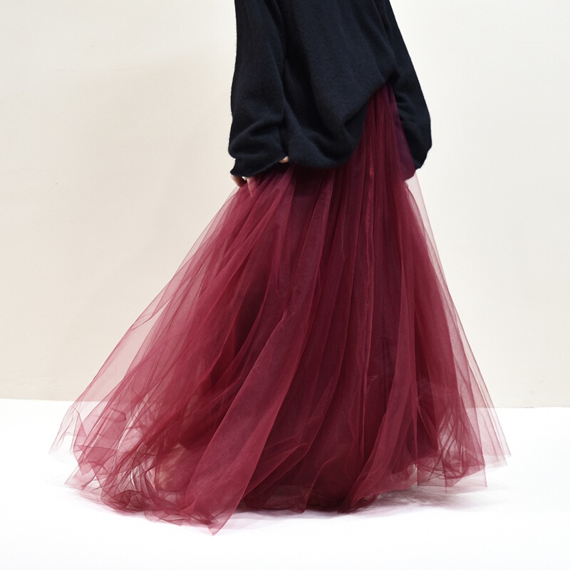 High-Quality Long Skirt with Wide Hem, High-Waisted Slim-Fit Fairy-Style Skirt, Versatile Dance Mesh Skirt for Spring 2026