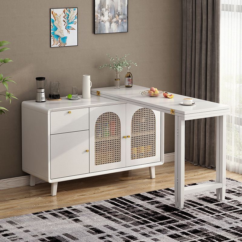 Telescopic Dining Table Solid Wood Folding Dining Table Sideboard Against the Wall Small Household Integrated Storage Cabinet Island Table Can Be Bar Table