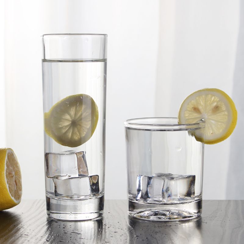 Taza de agua de vidrio Taza de leche resistente al calor Taza de bebida larga Taza de té redonda gruesa para el hogar Taza de jugo Taza de comedor Taza de enjuague bucal de hotel