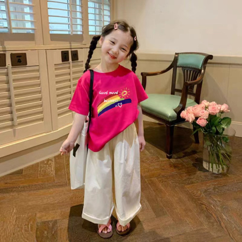 Children's T-shirt 100% Cotton Summer Summer Baby Short Sleeve Class A Odel Cotton Top Girls' Korean Style Children's Clothing